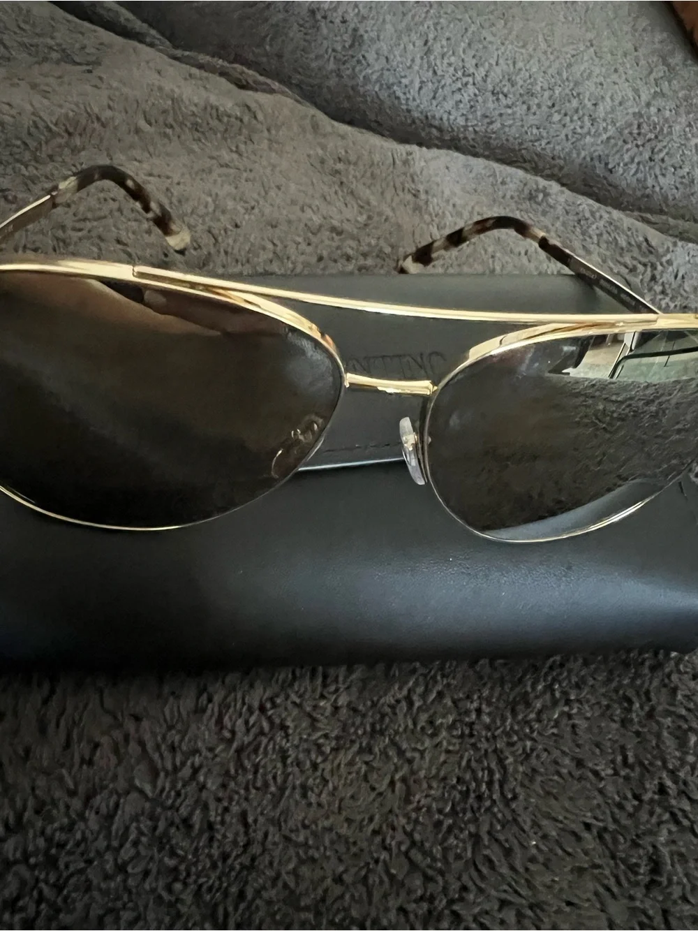 Valentino Garavani Aviator Sunglasses in Gold Frame with Brown Lenses